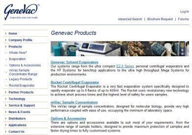 New Webpage for  Evaporators, Concentrators & Freeze Dryers Launched