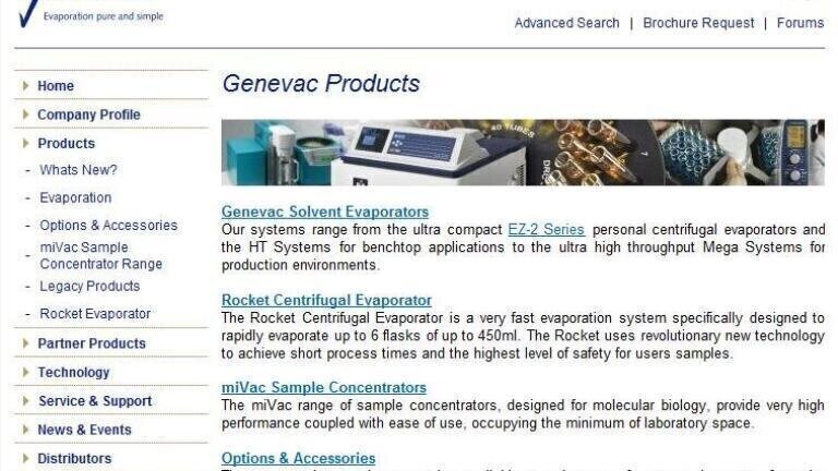 New Webpage for Evaporators, Concentrators & Freeze Dryers Launched