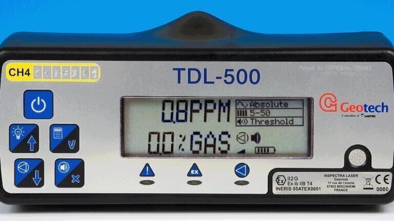 Geotech TDL-500 with GPS pinpoints methane leaks at 1ppm 