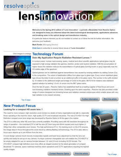 Newsletter Discusses Advances in Lens Innovation