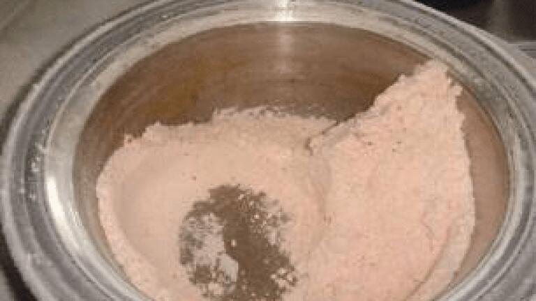After comminution, a fine powder. 