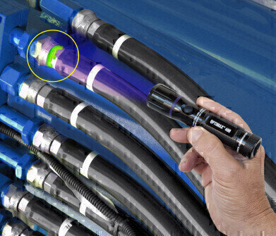 Violet Light LED Leak Detection Flashlight Makes All Industrial Fluid Leaks Glow Brightly
