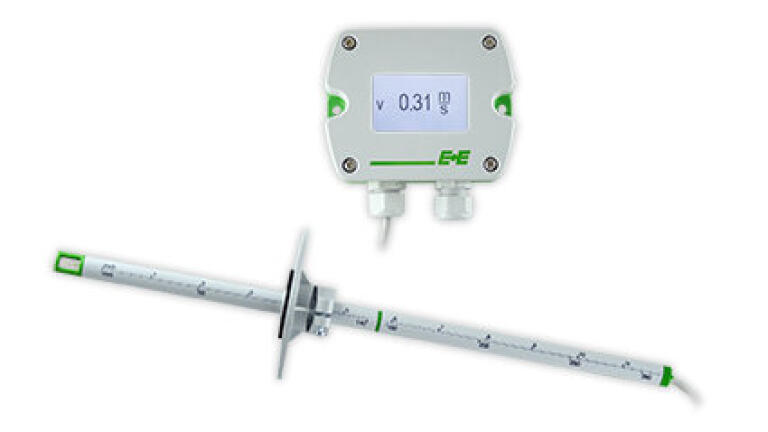 EE660 air velocity transmitter with display and remote probe.