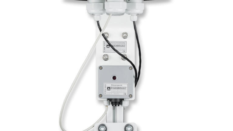 EE33-M humidity and temperature transmitter with radiation shield LAM630. 