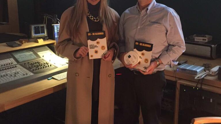 Nadine Coyle and CoGDEM’s Leigh Greenham in one of the radio studios