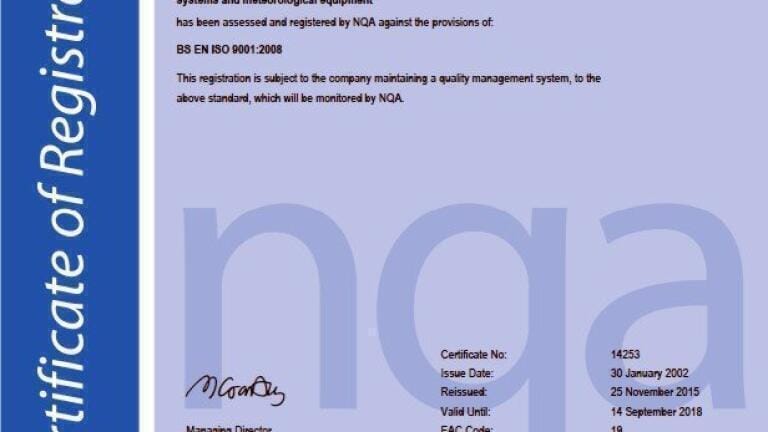 Campbell Scientific Accredited with ISO 14001:2005 Environmental Management Standard