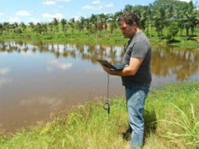 Hydrocarbon Detector Measures Rural River After Oil Spill Incident Involving a Diesel Truck