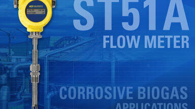 Rugged thermal mass flow meter resists corrosion in biogas environments