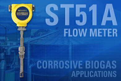 Rugged thermal mass flow meter resists corrosion in biogas environments