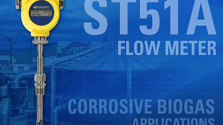 Rugged thermal mass flow meter resists corrosion in biogas environments
