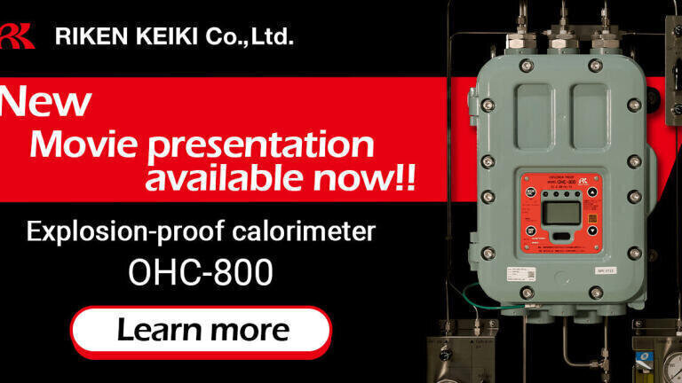 RIKEN KEIKI's calorimeter applicable to NG + Hydrogen ranging 0 - 100vol% and the other various gases