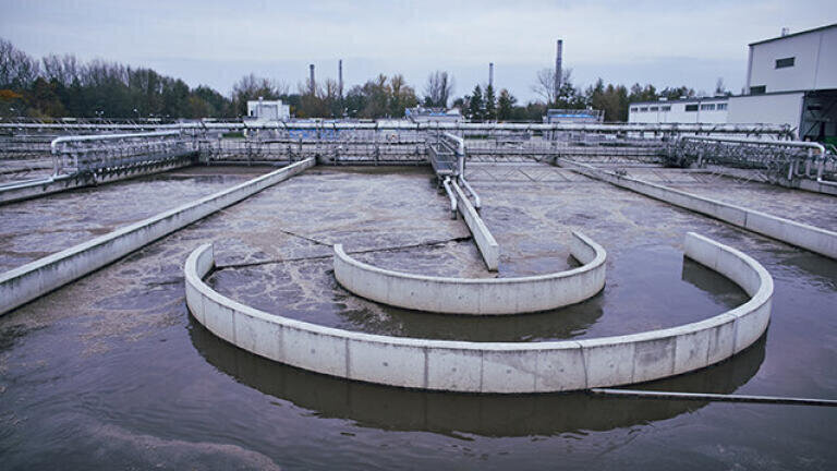 Clarifiers aeration basin WWTP Tomaszow