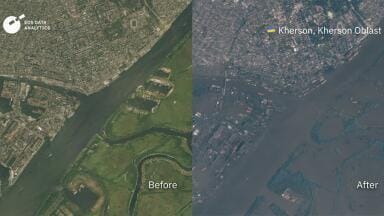 Satellite images used to assess impact of Kakhovka dam breach