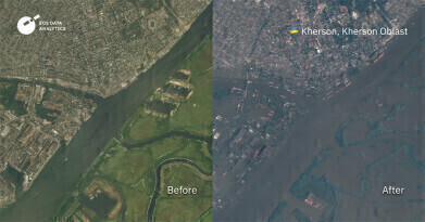 Satellite images used to assess impact of Kakhovka dam breach