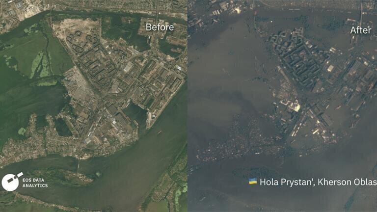 Hola Prystan, in the Kherson region (Image credit: EOS Data Analytics. Data source: GEOSAT)