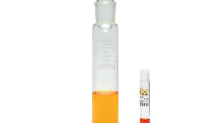 Reagent volume in standard COD analysis versus COD cuvette test