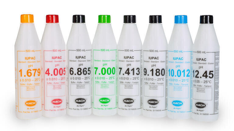 Certified pH buffer solutions