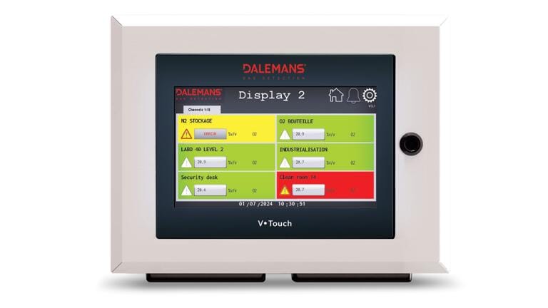 Touchscreen display brings up to 240 gas detection points onto one screen