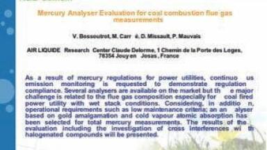 Air Liquide’s Mercury Analyser Evaluation – CEM 2009