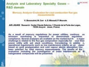 Air Liquide’s Mercury Analyser Evaluation – CEM 2009