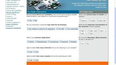 Web-based Selector Tool for ICP Instrumentation